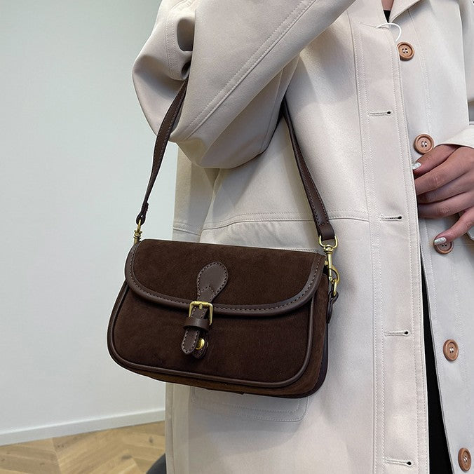 Bootara Women's Saddle Luxe Sling Bag - Matte Vintage Crossbody with Signature Buckle & Adjustable Wear