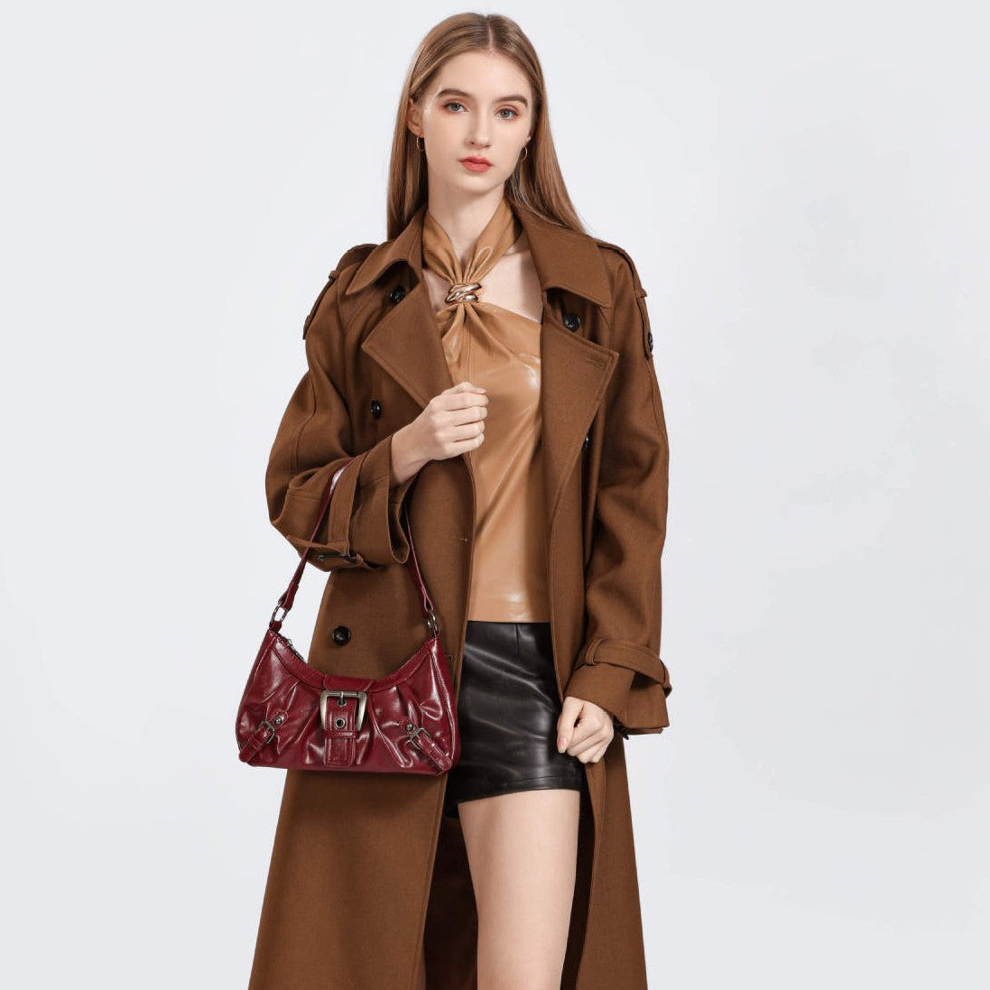 Bootara Women's Terra Siren Hobo - Dual-Tone Distressed Leather Underarm Bag | Salvaged Elegance