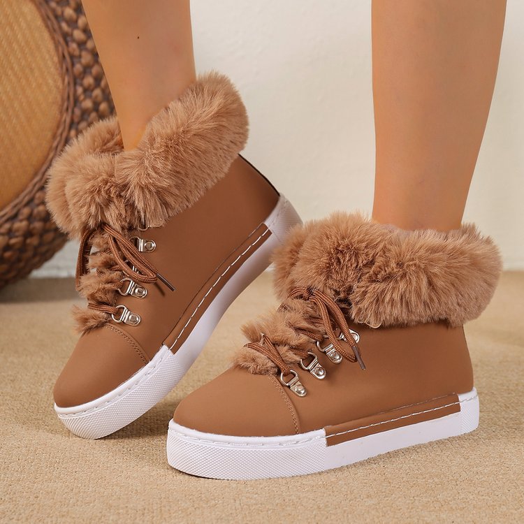 Bootara Women's Heritage Plush Snow Boot - Platform Winter Boots with Faux Fur Lining & Classic Lace-Up Design (US 5-10.5)