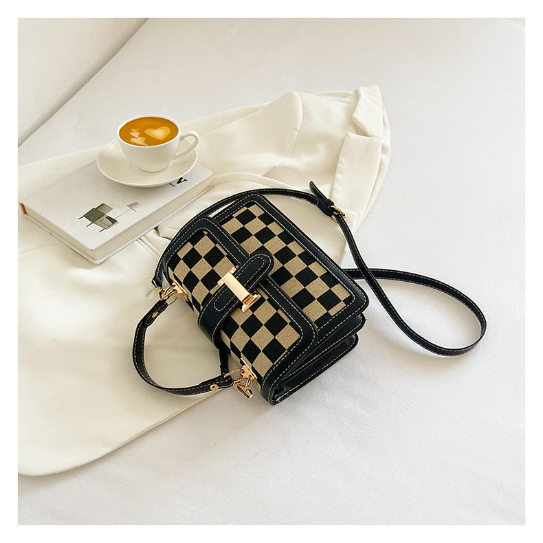 Bootara Women’s Stylish Houndstooth Checkered Crossbody Bag - Compact Square Shoulder Bag for Everyday Use