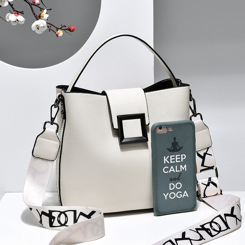 Bootara Women’s Signature-Buckle Square Bucket Bag - Premium Convertible Shoulder & Crossbody with Architectural Silhouette & Elevated Minimalism