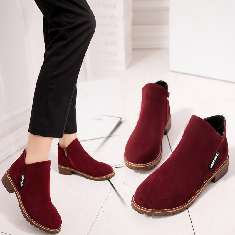 Bootara Women's Suede Chelsea Ankle Boots - Side Zip Low Heel Martin Boots (US 4-10)