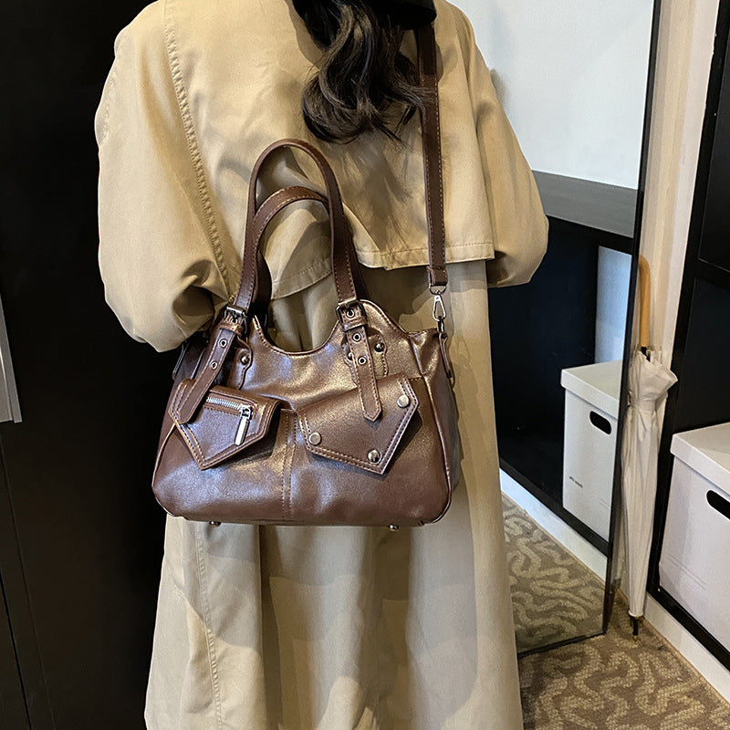 Bootara Women's Road Rebel Tote - Retro Moto-Inspired Convertible Carryall with Industrial Hardware