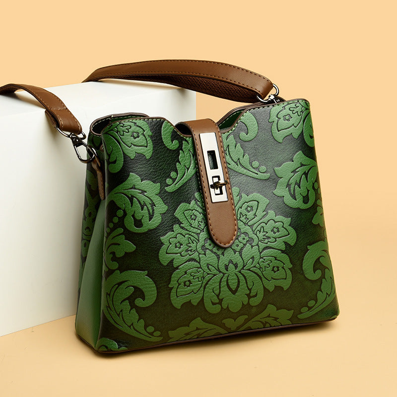 Bootara Women's Heritage Artisan Bucket - Distinctive Hand-Blocked Motifs on Heirloom Leather with Village-to-City Versatility
