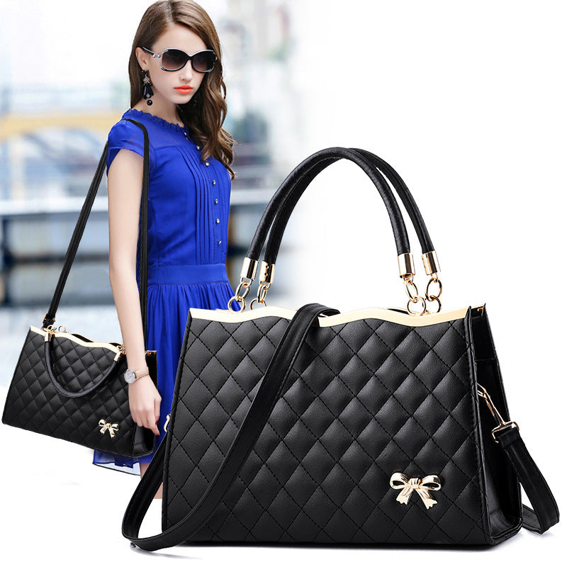 Bootara Women's Quilted Bow-Accent Structured Tote Bag – Oversized Shoulder & Crossbody Handbag for Women, Timeless Elegance