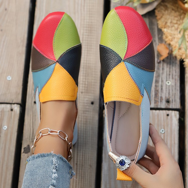Bootara Women’s Norielle Slip-On Colorblock Loafers – Round Toe Casual Flat Shoes (US 5–10.5)