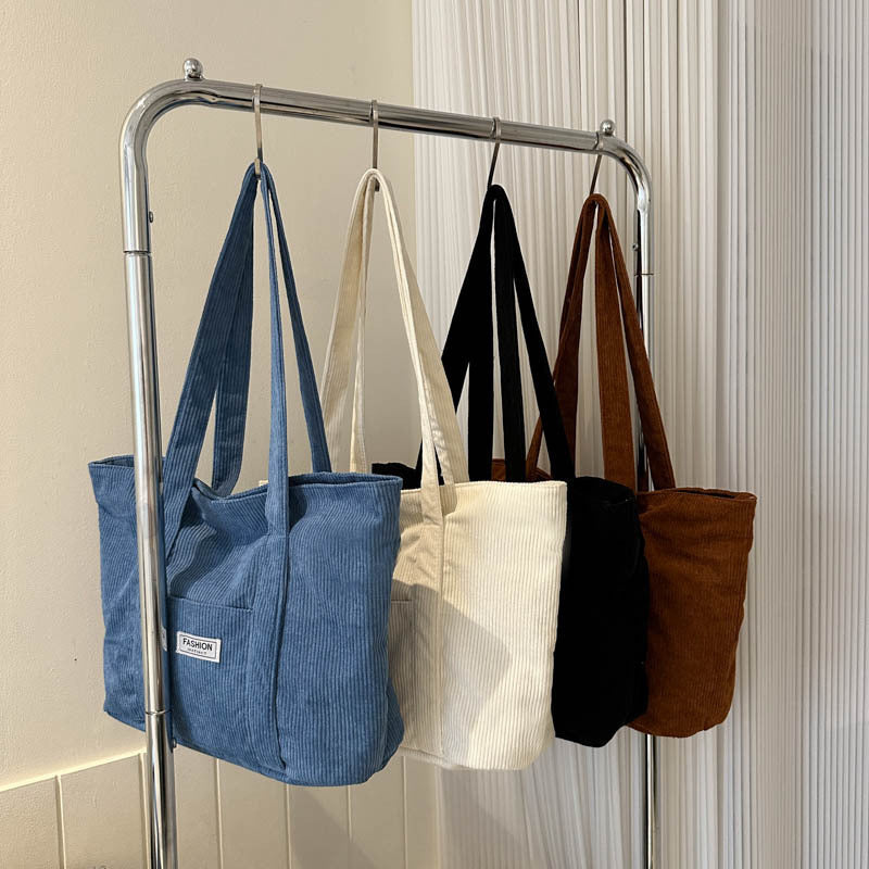 Bootara Women's Corduroy Tote Bag | Stylish & Minimalist Large-Capacity Shoulder Bag for Commuting
