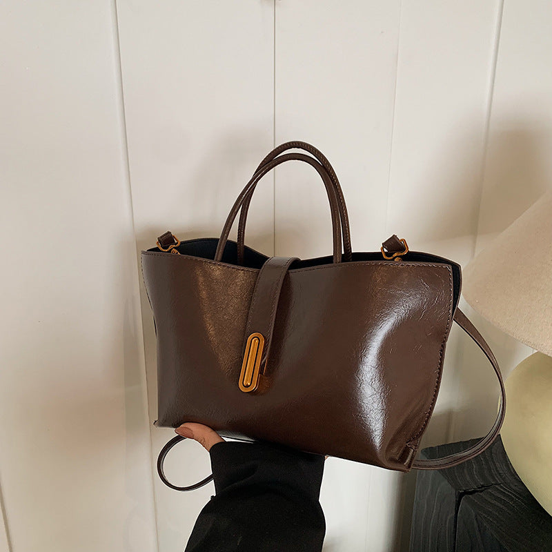 Bootara Women's Polished Commuter Tote -  Textured Leather Convertible Work Bag | Spacious Crossbody to Handheld Carryall for Professionals