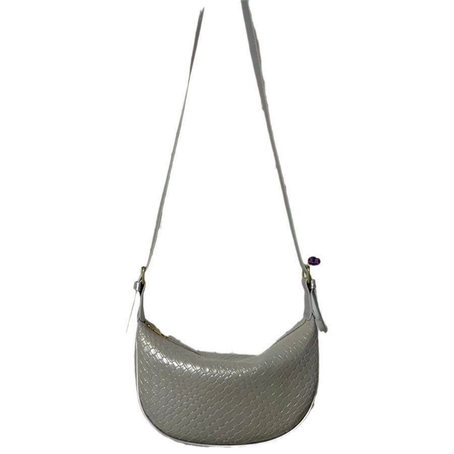 Bootara Women's Riviera Bias-Weave Crescent - Convertible Shoulder to Crossbody in French-Inspired Grain