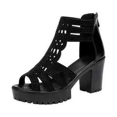 Bootara Women’s Alviera Peep-Toe Platform Block Heel Sandals – Soft Sole Roman Style Versatile Chic Sandals (US 4–9)