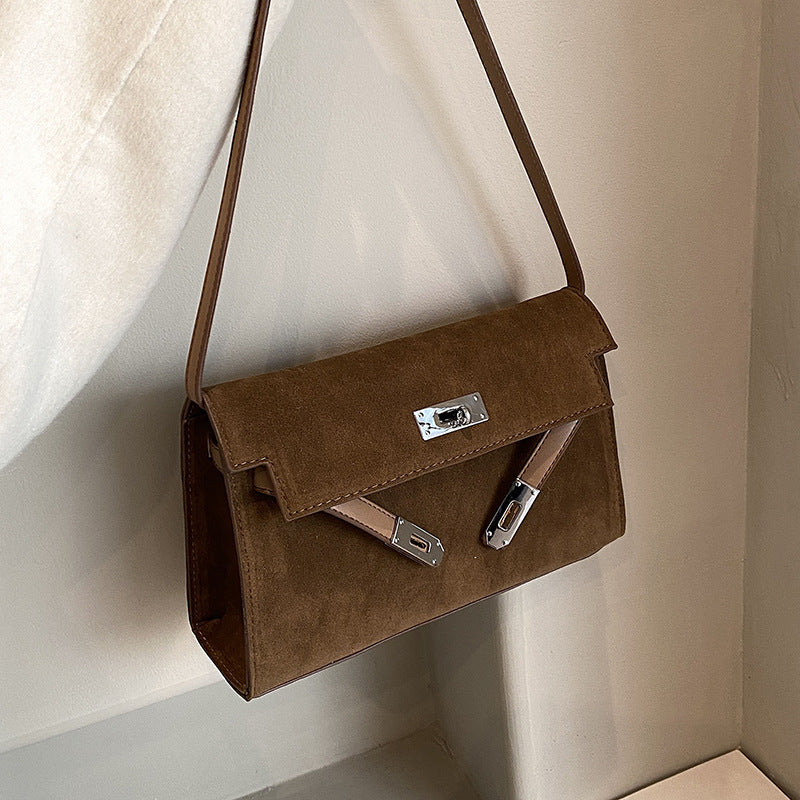Bootara Women's Retro-Luxe Suede Mini Satchel - Convertible Underarm Crossbody Bag for Women | Vintage Brushed Texture in Caramel Ombre