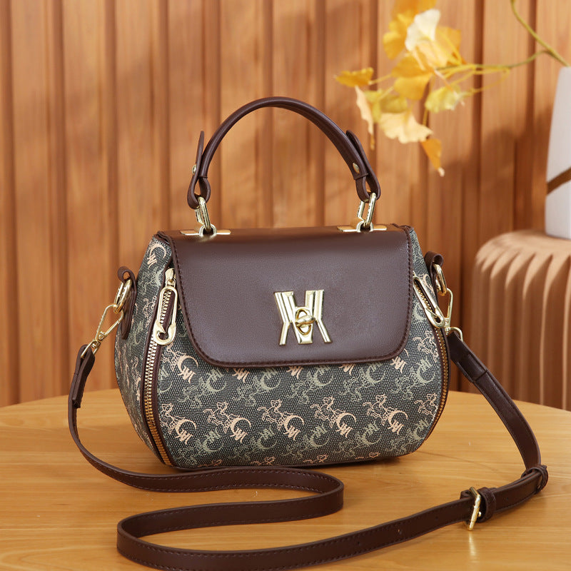 Bootara Women's Classic Letter Print Apple Bag - Multi-Way Crossbody Shoulder Tote Handbag Purse