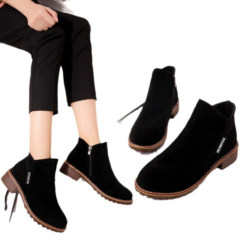 Bootara Women's Suede Chelsea Ankle Boots - Side Zip Low Heel Martin Boots (US 4-10)