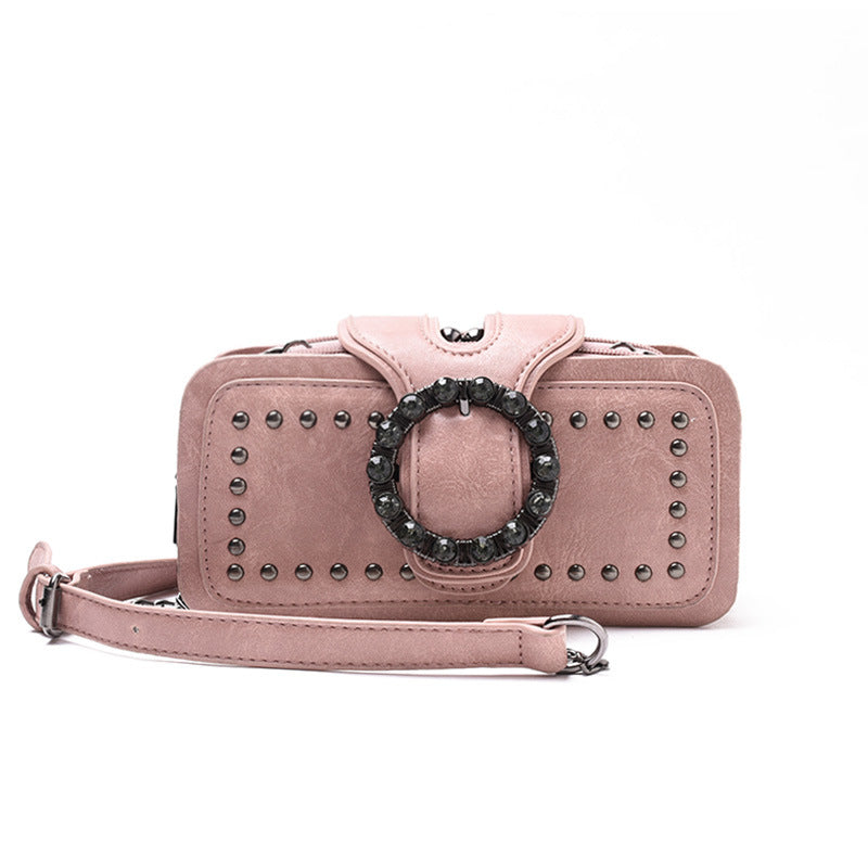 Bootara Women’s Vintage Rhinestone Chain Crossbody Bag - Mini Square Purse with Magnetic Closure