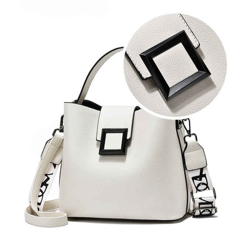 Bootara Women’s Signature-Buckle Square Bucket Bag - Premium Convertible Shoulder & Crossbody with Architectural Silhouette & Elevated Minimalism