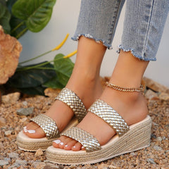 Bootara Women’s RetroWeave Wedge Slide Sandals – Braided Platform Summer Slippers (US 5–10)