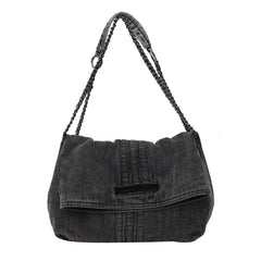 Bootara Women's Vintage Denim Tote Bag with Chain Strap – Structured Large-Capacity Crossbody & Shoulder Bag