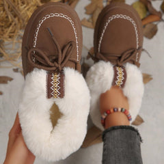 Bootara Women's FrostHaven Faux Fur Lined Winter Shoes – Suede Lace-Up Moccasin Style (US 5.5–10.5)