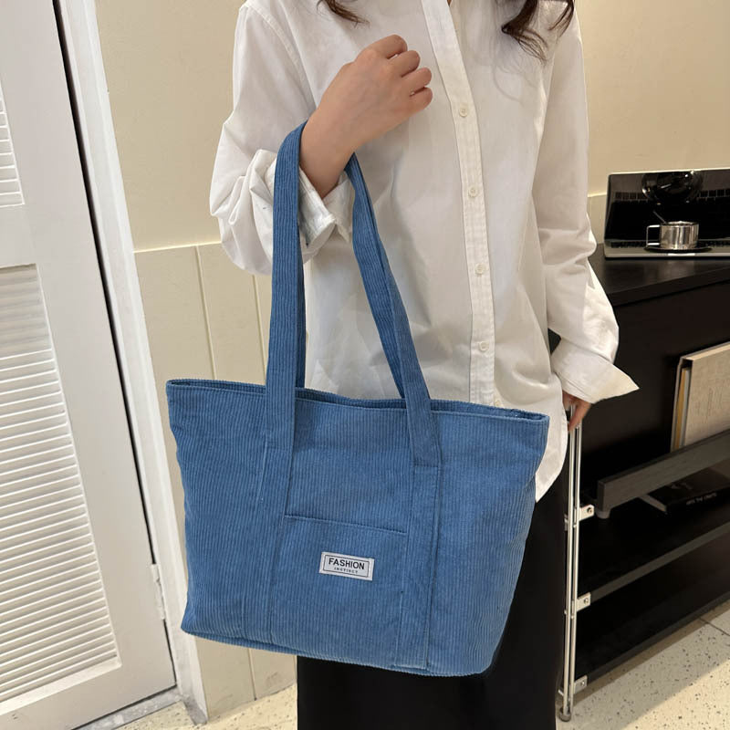 Bootara Women's Corduroy Tote Bag | Stylish & Minimalist Large-Capacity Shoulder Bag for Commuting