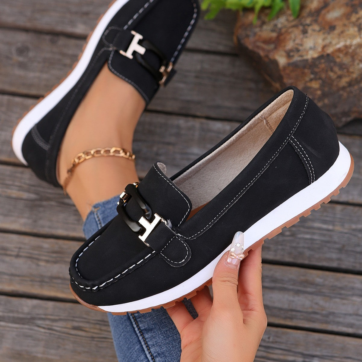 Bootara Women’s Plus-Size Slip-On Loafers - Chanel-Inspired Driving Flats | Casual Comfort Shoes