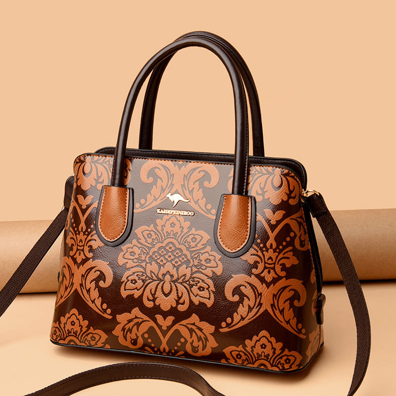 Bootara Women's Gilded Heirloom Satchel - Hand-Tooled Embossed Leather Convertible with Timeless Architecture & Artisan Legacy