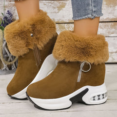 Bootara Women's Cozy-Chic Snow Boots - Plush Lined Faux Suede Platform Ankle Boots (US 4-10.5)