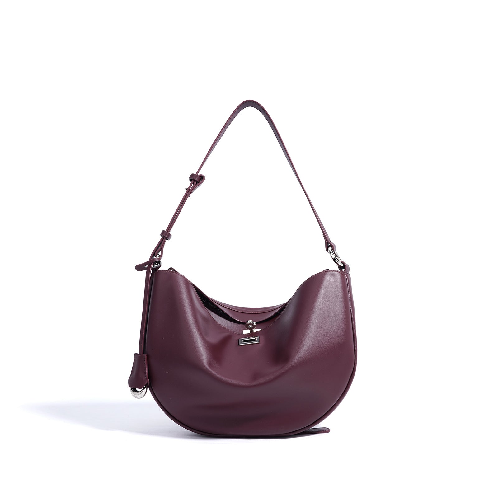 Bootara Women's Hush Rider Bucket — Genuine Leather Saddle Bag with Signature Lock Fastening & Convertible Shoulder Strap