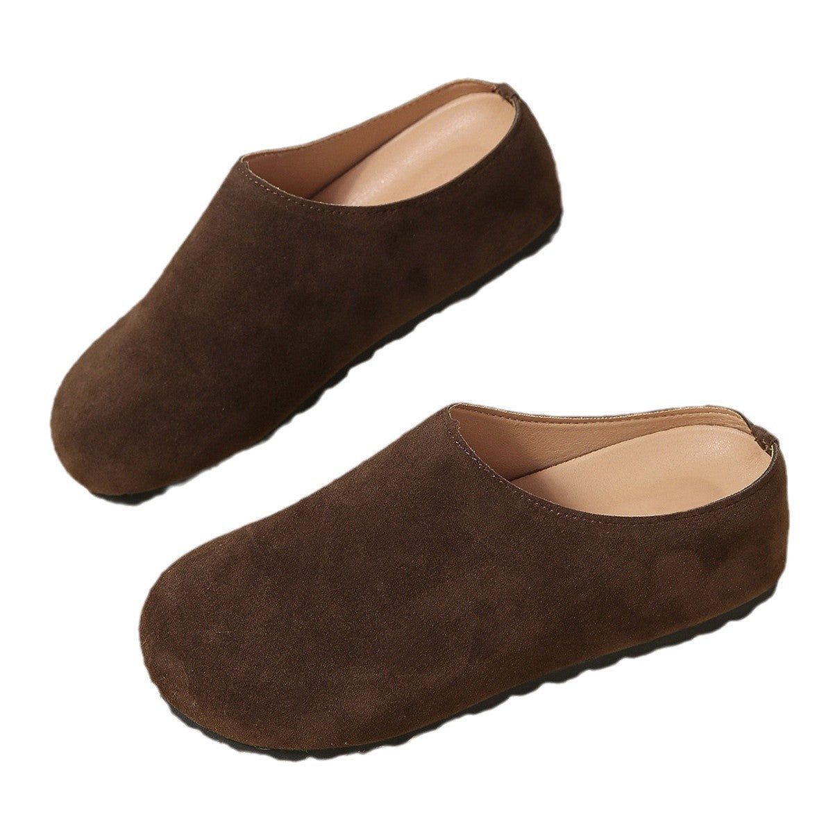 Bootara Women's Plus Size Suede Mules Casual Slip-On Closed-Toe Spring Loafers Anti-Slip Backless Slippers