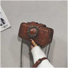 Bootara Women’s Vintage Rhinestone Chain Crossbody Bag - Mini Square Purse with Magnetic Closure