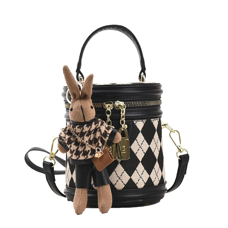 Bootara Women‘s Artisan Quilted Crossbody Bag Vintage Bunny Charm Bucket Tote