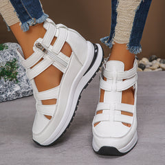 Bootara Women’s Plus Size Sporty Platform Sandals - Side Zipper Closed-Toe Sneaker Sandals with 7cm Height Boost