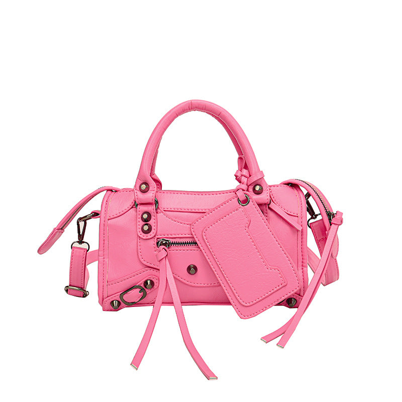 Bootara Women's Vintage Edge Satchel – Artisan Studded Motorcycle Bag with Convertible Crossbody Strap