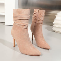 Bootara Women's Stiletto Heel Ankle Boots - Pointed Toe Suede Martin Boots (US 5-11)