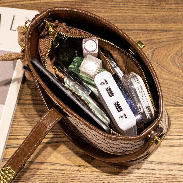 Bootara Women's Rabbit Muse Bucket Bag - Heritage Print & Crafted Leather Convertible Carry with Signature Charm & Optimized Capacity