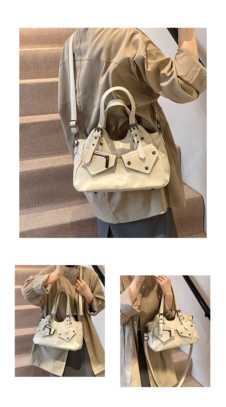 Bootara Women's Road Rebel Tote - Retro Moto-Inspired Convertible Carryall with Industrial Hardware
