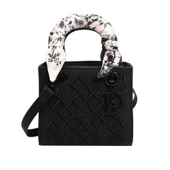 Bootara Women's Artisan-Embroidered Quilted Satchel - Heirloom-Quality Shoulder Bag w/ Detachable Silk Scarf & Convertible Strap, Textured Vegan Leather