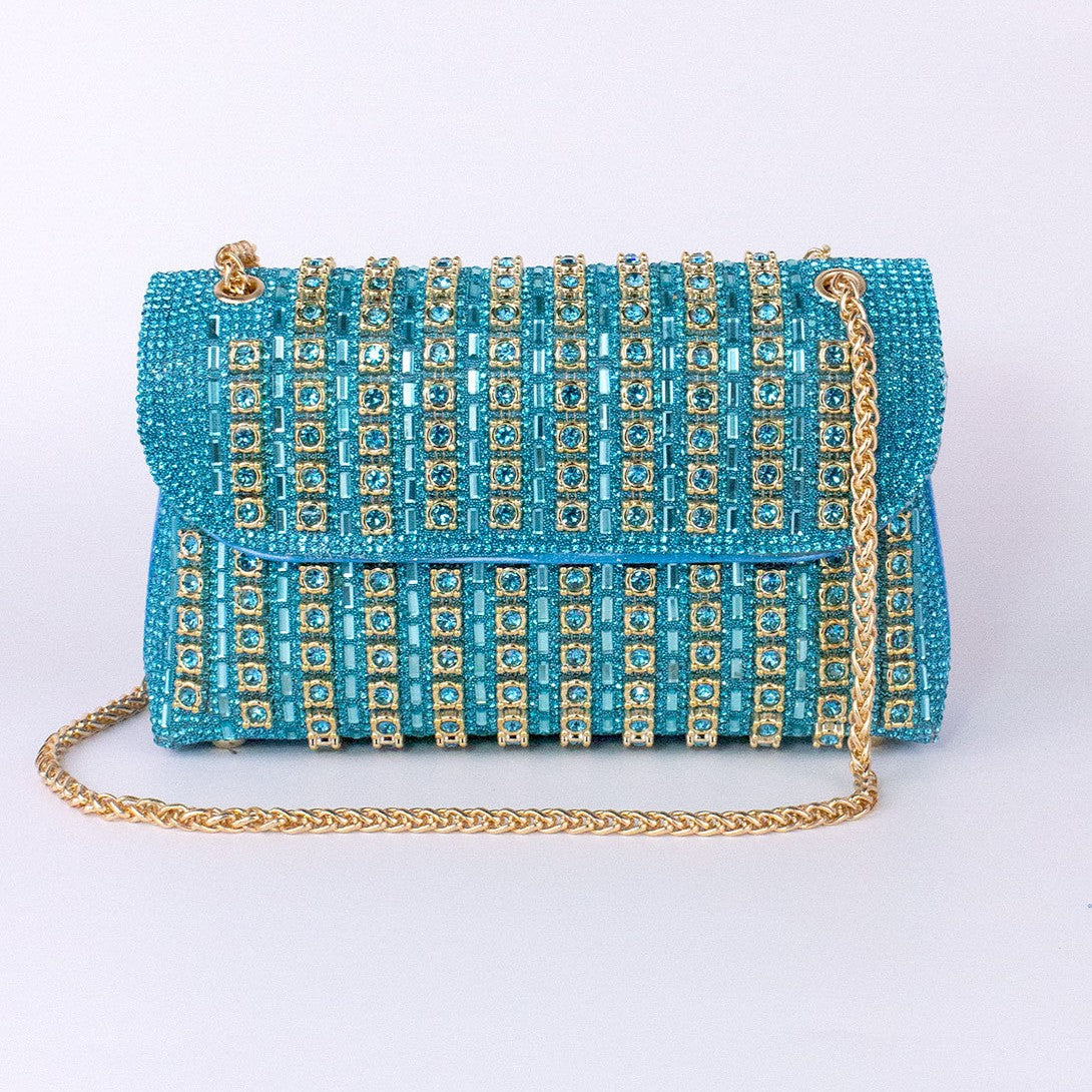 Bootara Women's Crystal-Embellished Evening Clutch – Women’s Adjustable Chain Strap Shoulder Bag for Galas, Parties & Luxury Events