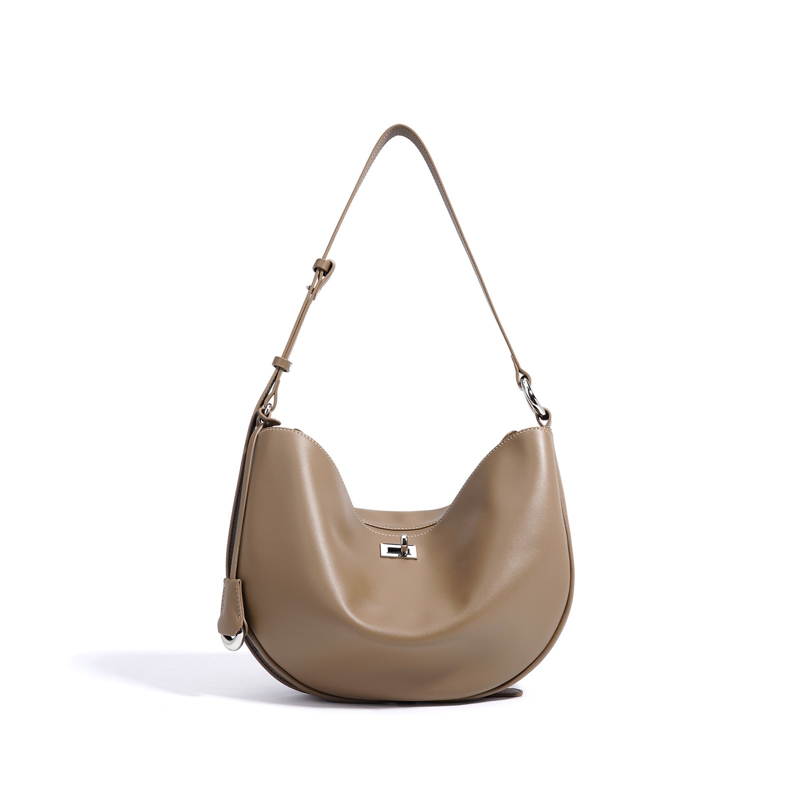 Bootara Women's Hush Rider Bucket — Genuine Leather Saddle Bag with Signature Lock Fastening & Convertible Shoulder Strap