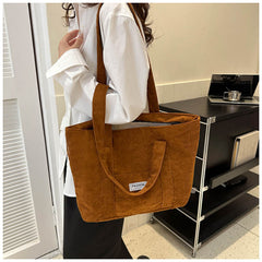 Bootara Women's Corduroy Tote Bag | Stylish & Minimalist Large-Capacity Shoulder Bag for Commuting