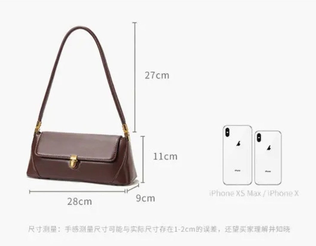 Bootara Women's Parisian Baguette Satchel – Vintage Underarm Bag with Convertible Strap & Timeless Textured Leather