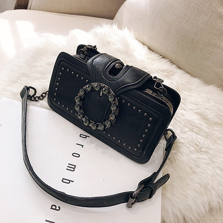 Bootara Women’s Vintage Rhinestone Chain Crossbody Bag - Mini Square Purse with Magnetic Closure