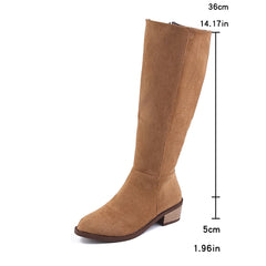 Bootara Women's Hollis Vintage Riding Boots – Knee-High Suede Boots with Side Zip & Block Heel (US 5–10.5)