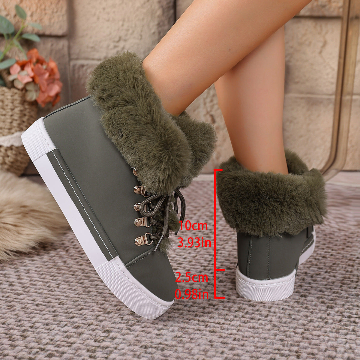 Bootara Women's Heritage Plush Snow Boot - Platform Winter Boots with Faux Fur Lining & Classic Lace-Up Design (US 5-10.5)