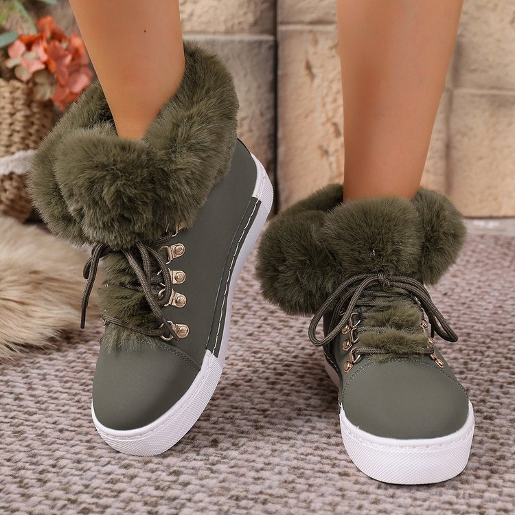 Bootara Women's Heritage Plush Snow Boot - Platform Winter Boots with Faux Fur Lining & Classic Lace-Up Design (US 5-10.5)