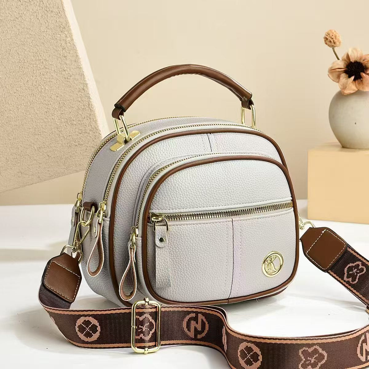 Bootara Women's Multi-Zip Compact Satchel — Premium Convertible Shoulder & Crossbody Bag with Curated Organization & Elevated Everyday Style