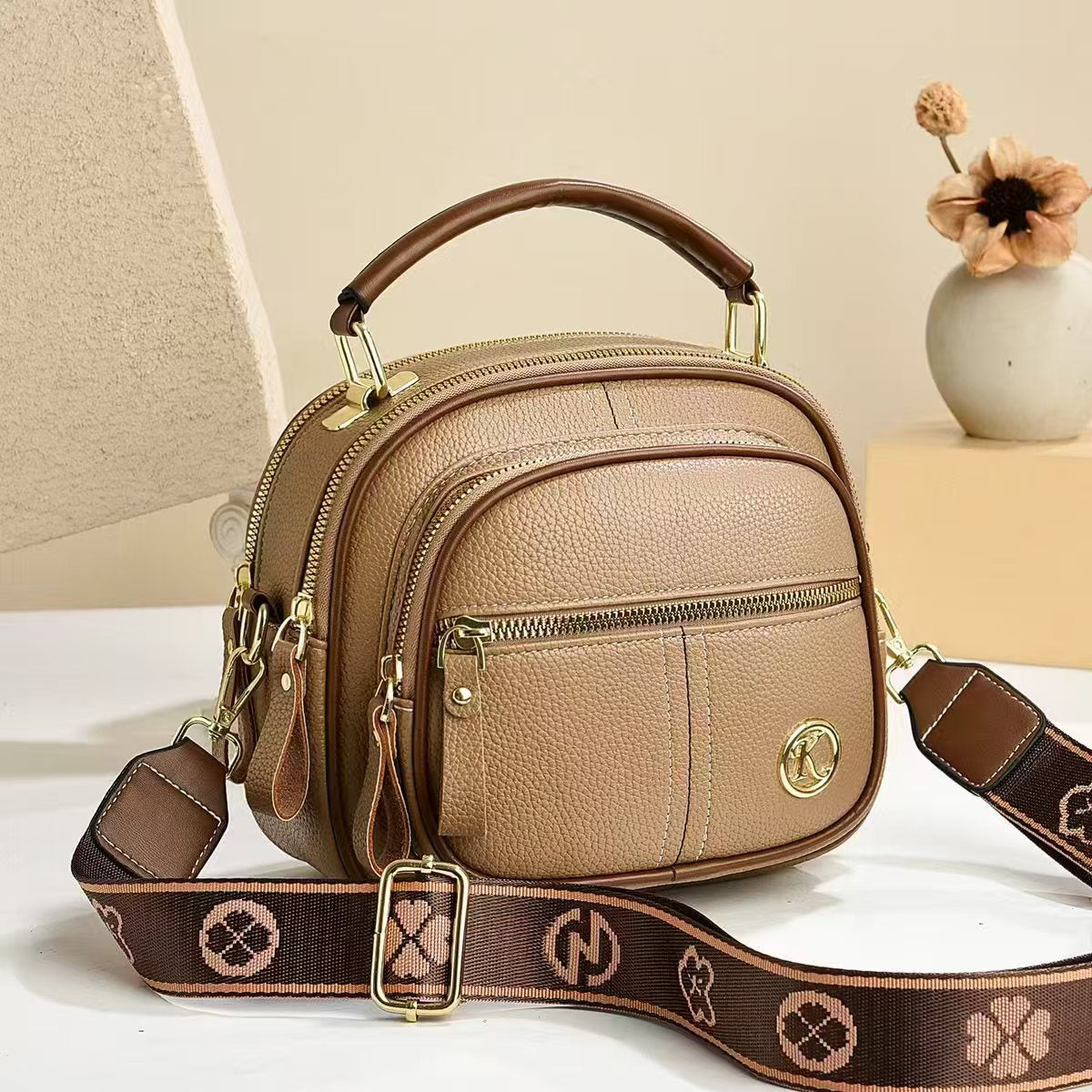 Bootara Women's Multi-Zip Compact Satchel — Premium Convertible Shoulder & Crossbody Bag with Curated Organization & Elevated Everyday Style