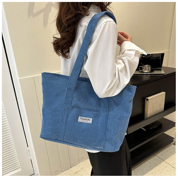 Bootara Women's Corduroy Tote Bag | Stylish & Minimalist Large-Capacity Shoulder Bag for Commuting