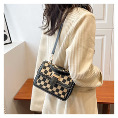 Bootara Women’s Stylish Houndstooth Checkered Crossbody Bag - Compact Square Shoulder Bag for Everyday Use