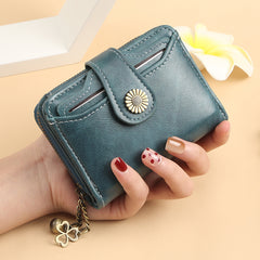 Bootara Women's Compact Waxed Leather Wallet –  Zip Closure Organizer (Coin Purse, ID Slot & Card Holder)