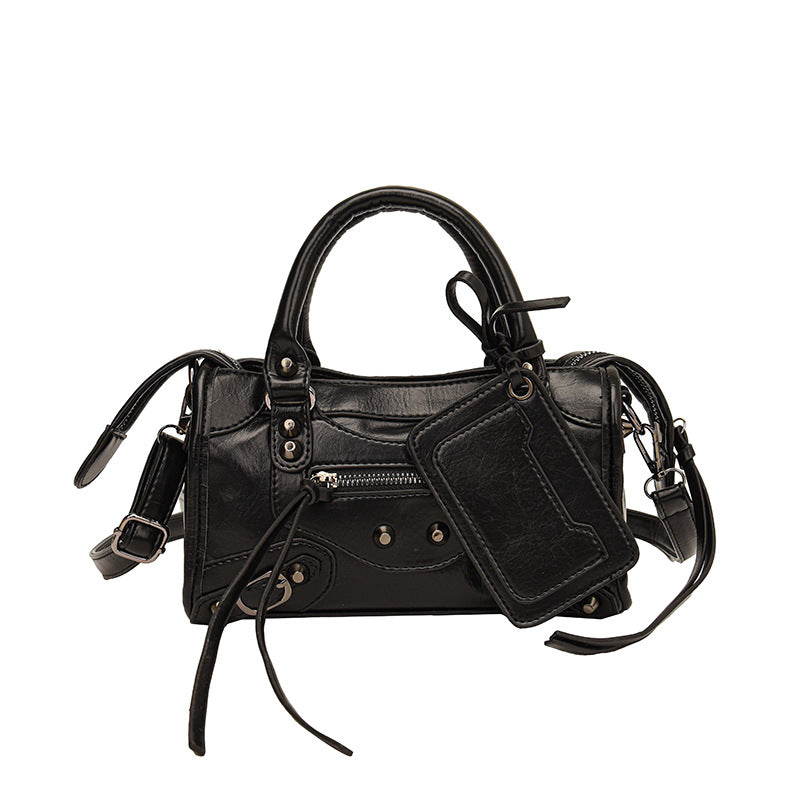 Bootara Women's Vintage Edge Satchel – Artisan Studded Motorcycle Bag with Convertible Crossbody Strap